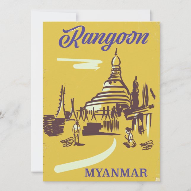 Rangoon Myanmar vintage resemotiv affisch (Framsida)