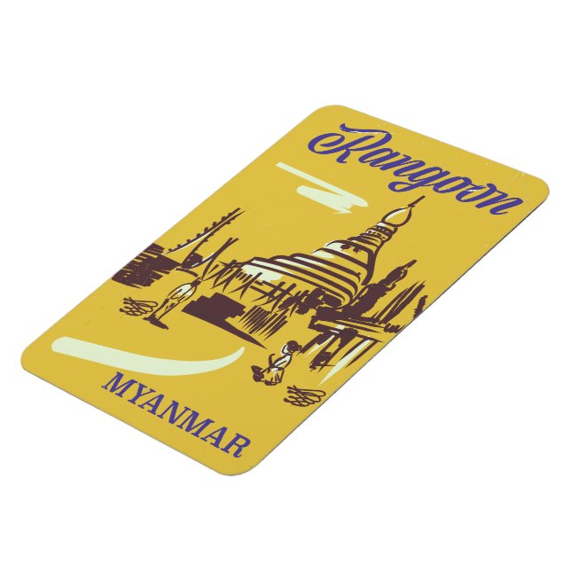 Rangoon Myanmar vintage resemotiv affisch Magnet (Vänstra Sidan)