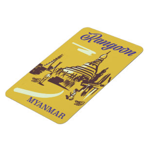 Rangoon Myanmar vintage resor poster Magnet