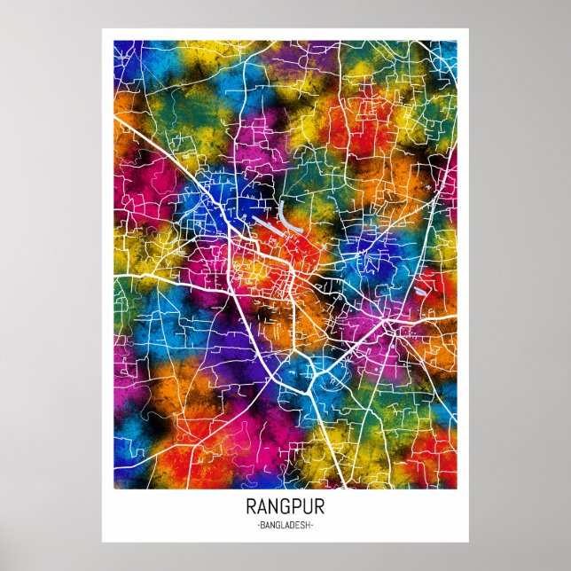 Rangpur Bangladesh City Karta Poster (Framsidan)