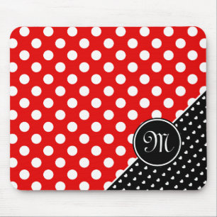 Ranka, svart och vit Polka dots Monogram Musmatta