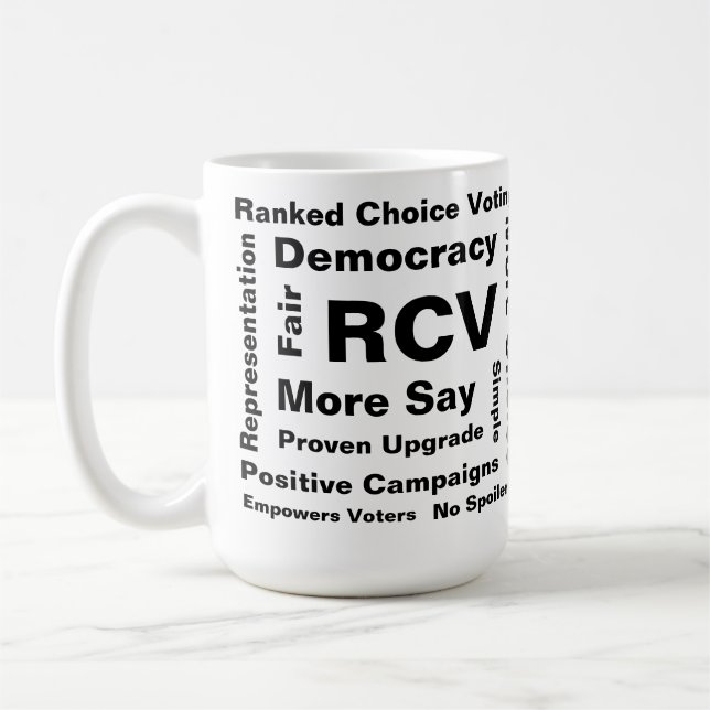 Ranked Choice Voting ord 15oz Coffee Mugg (Vänster)