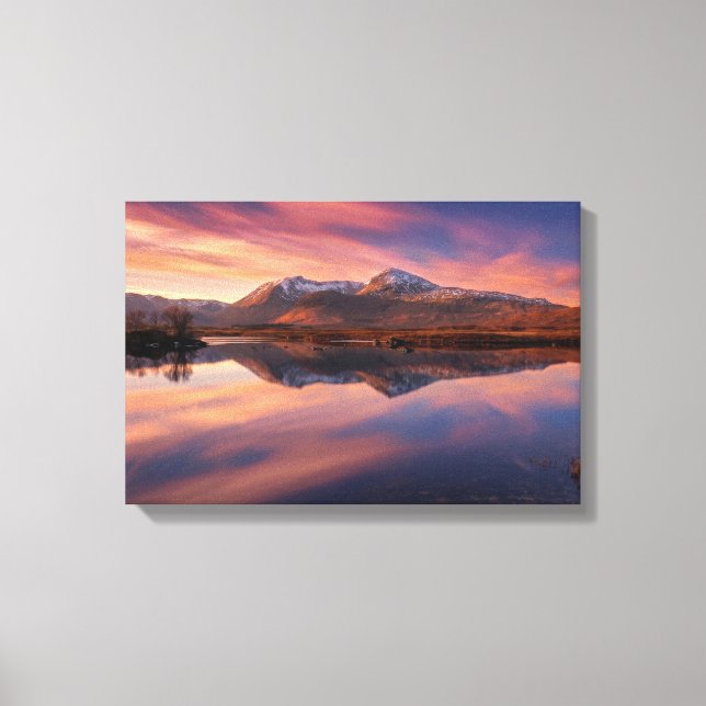 Rannoch Moor Rosa solnedgång i mars Canvastryck (Framsida)