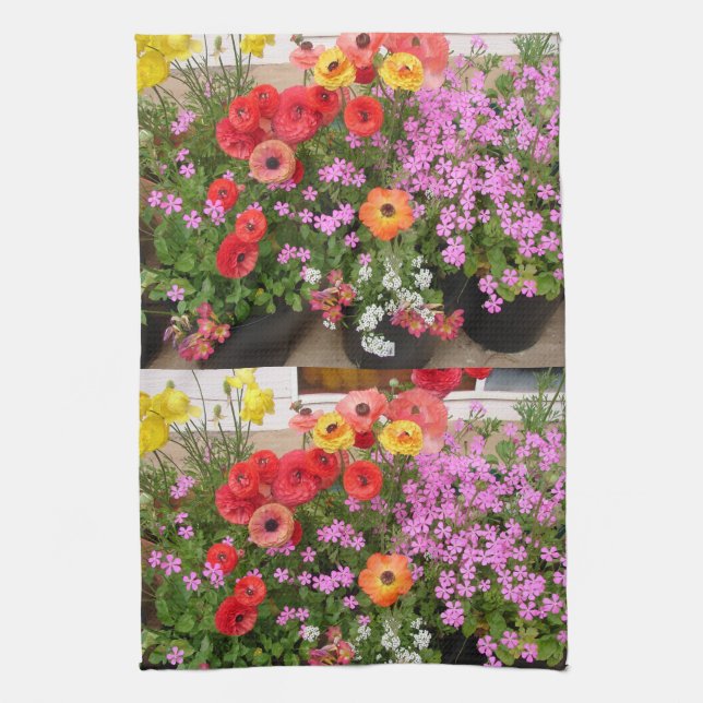 Rannunculus Vår Lökar, födelsedagskaka, förmånslåd Kökshandduk (Vertikal)