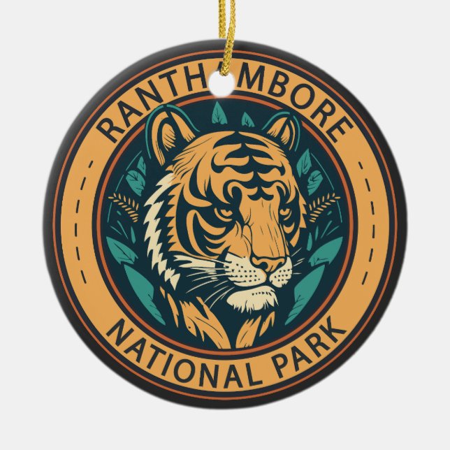 Ranthambore National Park India Vintage Julgransprydnad Keramik (Framsidan)