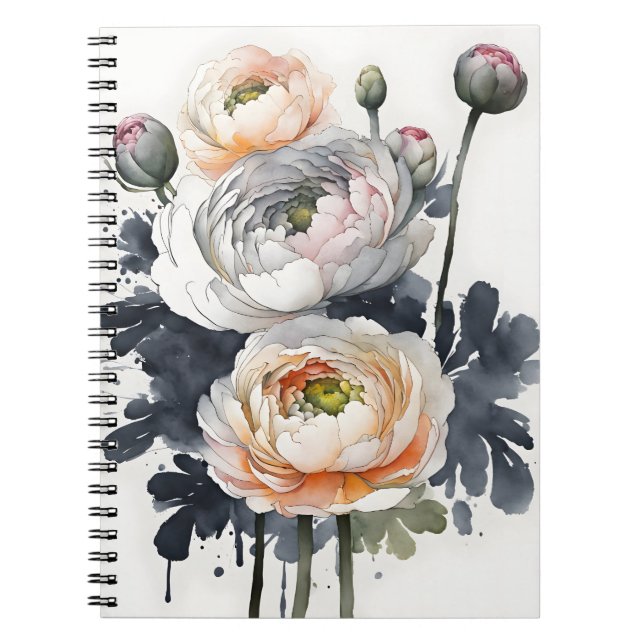 Ranunculus - Akvarellblommor Anteckningsbok (Framsidan)