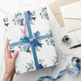 Ranunculus Anemone Hydrangea Ro Vitvit bakgrund Presentpapper