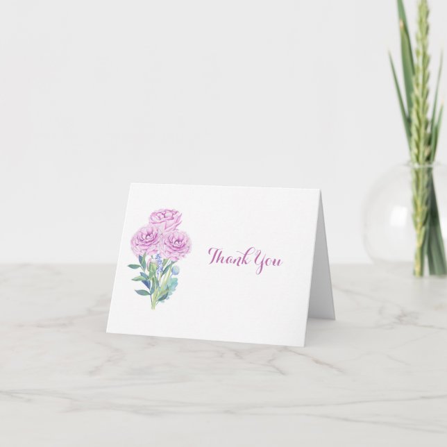 Ranunculus & Anemones Anpassningsbar Bröllopsdusch Tack Kort (Framsida)