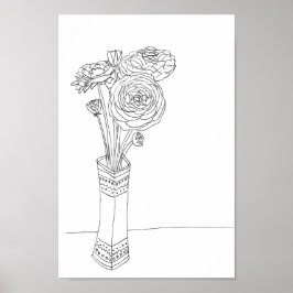Ranunculus blommigt bouquet illustration art print poster