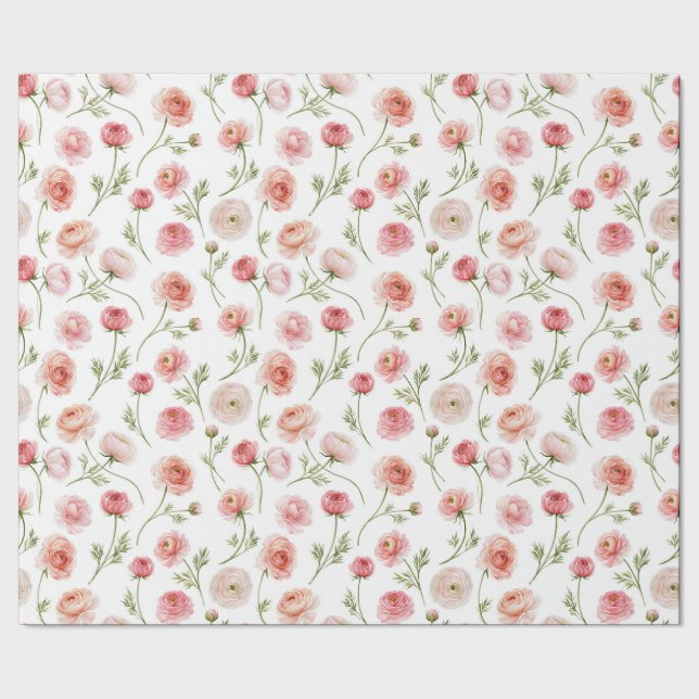 Ranunculus blommönster presentpapper (Seam)