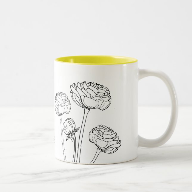 Ranunculus Flower Teckning Gardener Mugg (Höger)