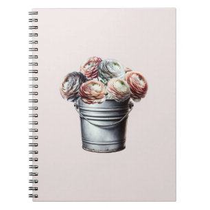 Ranunculus i plåtspanna Rustik Glamour Rosa Anteckningsbok