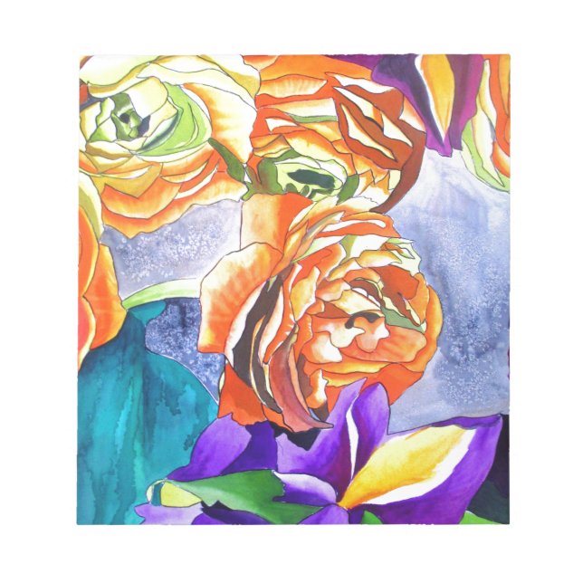 Ranunculus och Iris akvarell konst Anteckningsblock (Framsida)