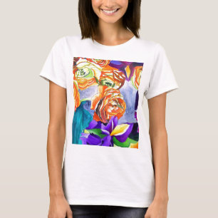 Ranunculus och Iris vattenfärgsart T-shirt