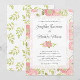 Ranunculus & Snöre Peach Blommigt bröllopsinbjudni Inbjudningar