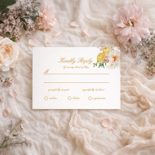 Ranunculus sommar trädgård bröllop RSVP-kort Tilläggskort (Skapare uppladdad)