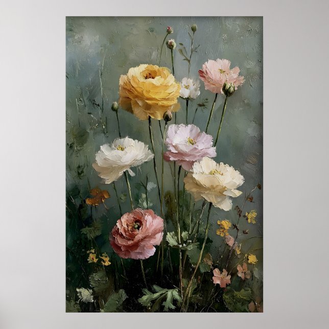 Ranunculus Väggkonst Utskrift, Antik Vår (Framsidan)