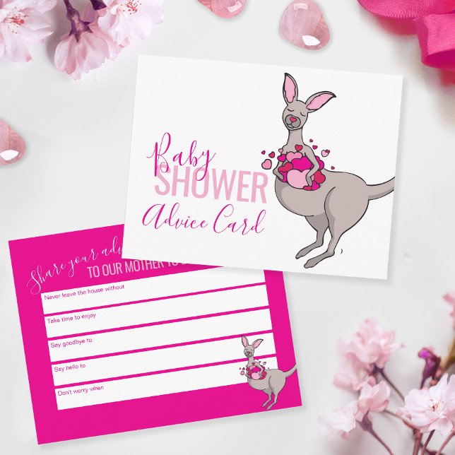 Råokort för babydusch för Cute Kangaroo hjärtpouch Tilläggskort (Skapare uppladdad)