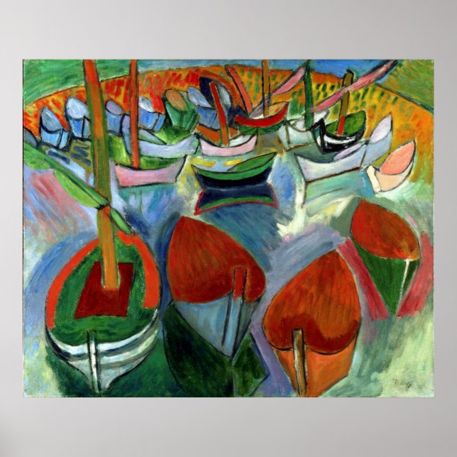 Raoul-Dufy-Boats vid Martigues 1907 Poster (Framsidan)