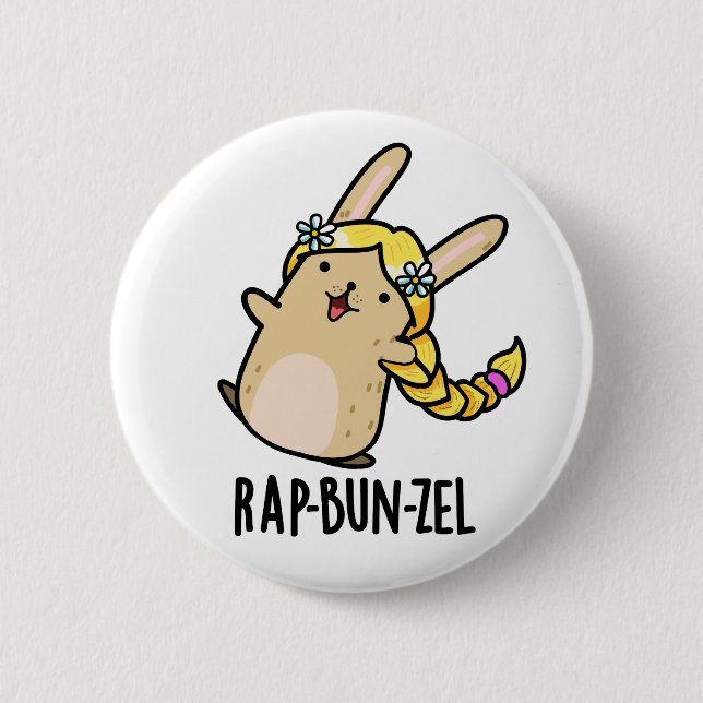 Rap-bun-zel Funny Bunny Pun Knapp (Framsida)