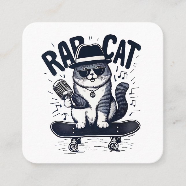 Rap Cat Harmony Fyrkantigt Visitkort (Framsida)