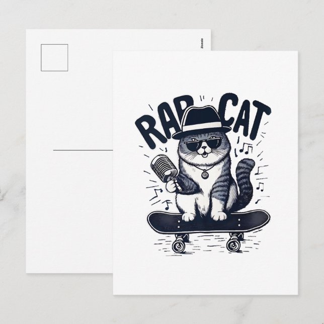 Rap Cat Harmony Helg Vykort (Fram/baksida)
