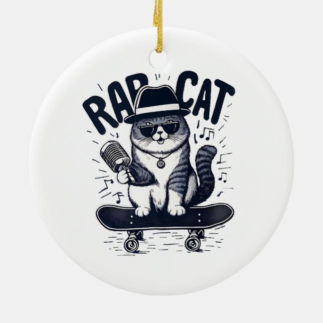 Rap Cat Harmony Julgransprydnad Keramik (Baksidan)