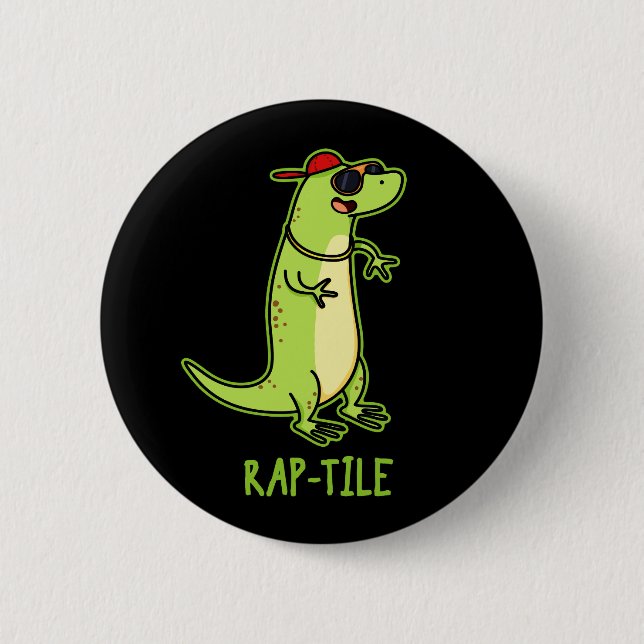 Rap-tile Funny Reptile Lizard Pun Mörk BG Knapp (Framsida)