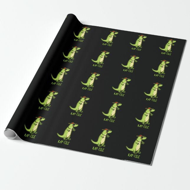 Rap-tile Funny Reptile Lizard Pun Mörk BG Presentpapper (Utrullad)