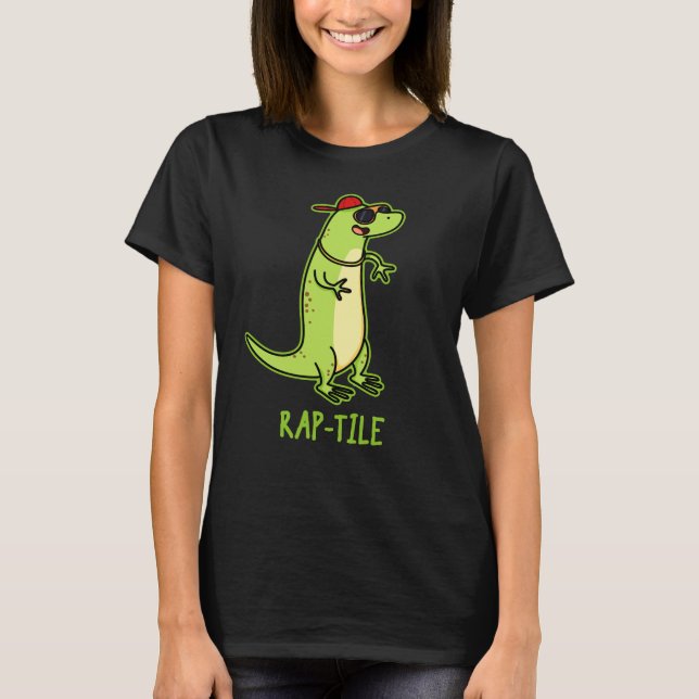 Rap-tile Funny Reptile Lizard Pun Mörk BG T Shirt (Framsida)