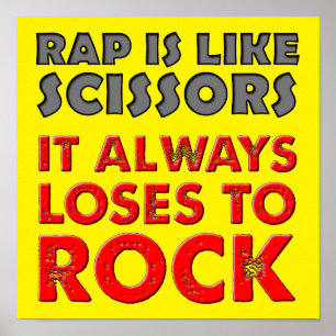 Rap Versus Rock Paper Scissors Roligt Affisch Skyl