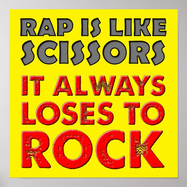 Rap Versus Rock Paper Scissors Roligt Affisch Skyl (Framsidan)