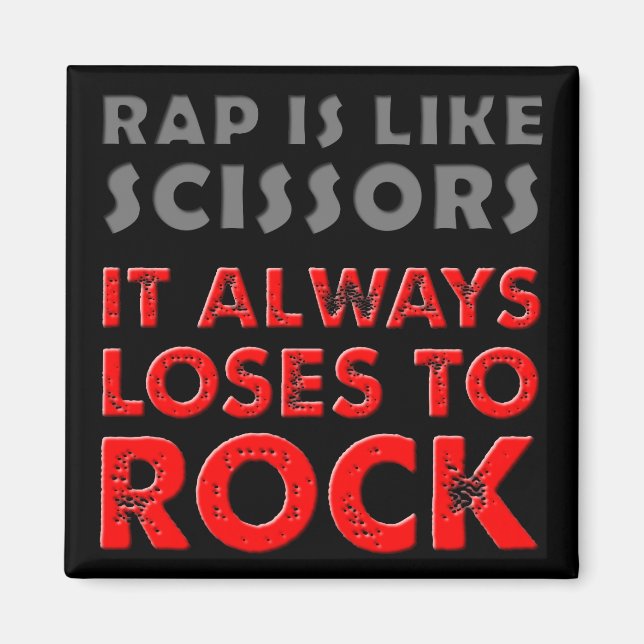 Rap Versus Rock Pappersstenskissors Kylskåpsmagnet (Framsidan)