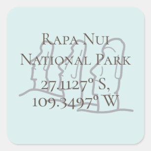 Rapa Nui Latitude & Longitud Fyrkantigt Klistermärke