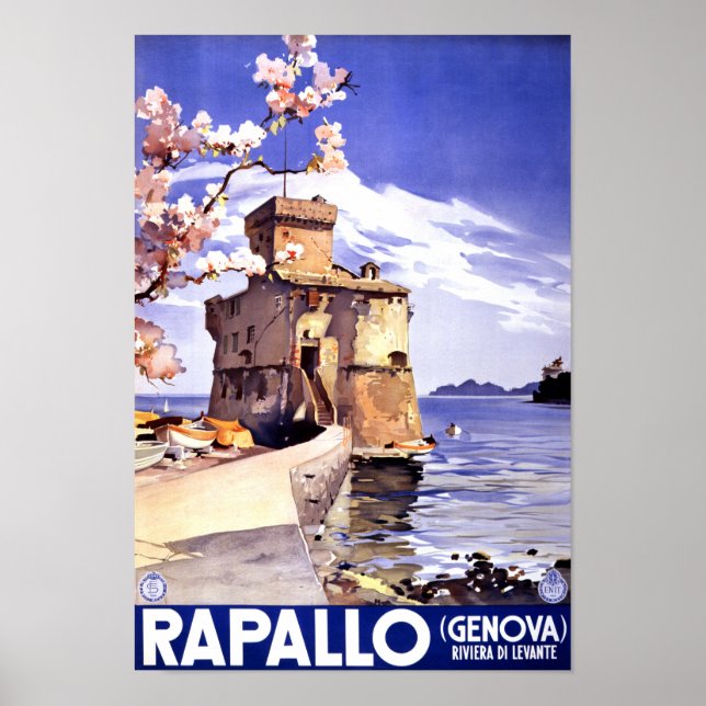 Rapallo Genova Italien Vintage resor Poster (Framsidan)