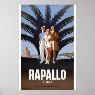 Rapallo Italien 1940-tal Vintage Stil Italiensk Re Poster