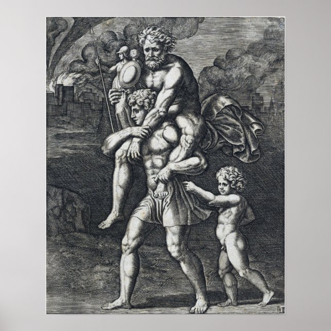 Raphael - Aeneas bärande Anchises Poster (Framsidan)
