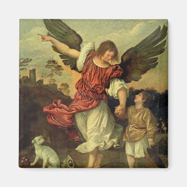 Raphael and Tobias, 1507-8 (olja på panelen) Magnet (Framsidan)