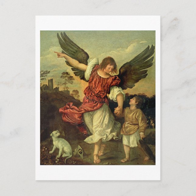 Raphael and Tobias, 1507-8 (olja på panelen) Vykort (Framsida)