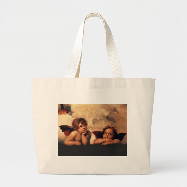Raphael-Cherubs Sistine Madonna 2 änglar Jumbo Tygkasse (Framsidan)