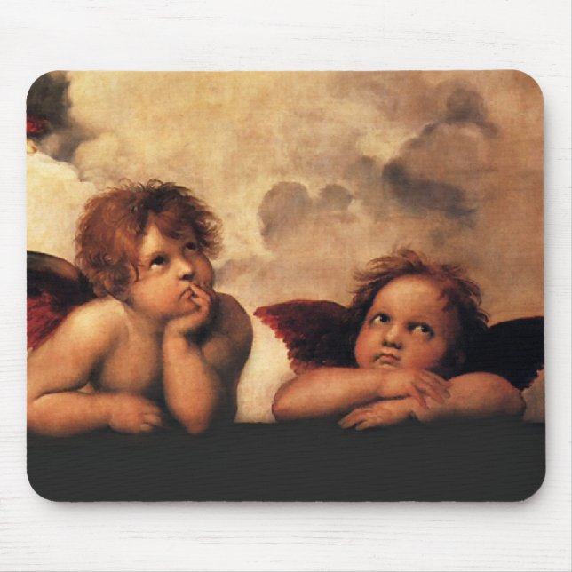 Raphael-Cherubs Sistine Madonna 2 änglar Musmatta (Framsidan)