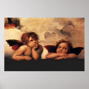 Raphael Cherubs Sistine Madonna 2 Änglar Poster