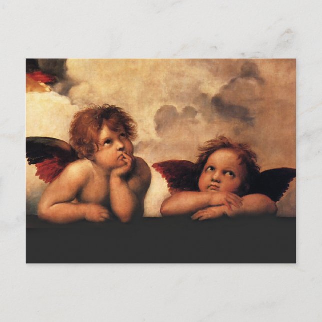 Raphael Cherubs Sistine Madonna 2 Änglar Vykort (Framsida)