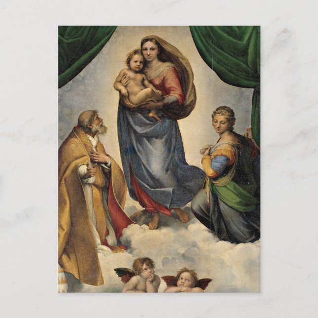Raphael - Den Sixtinska Madonnan Vykort (Framsida)