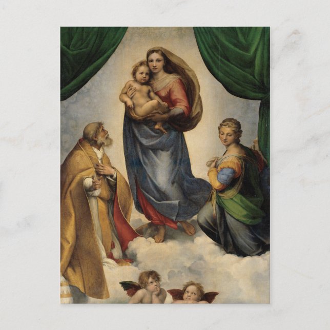 Raphael - Den Sixtinska Madonnan Vykort (Framsida)