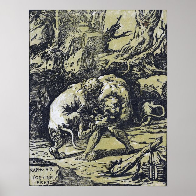 Raphael - Hercules Strangling the Nemean Lejon Poster (Framsidan)