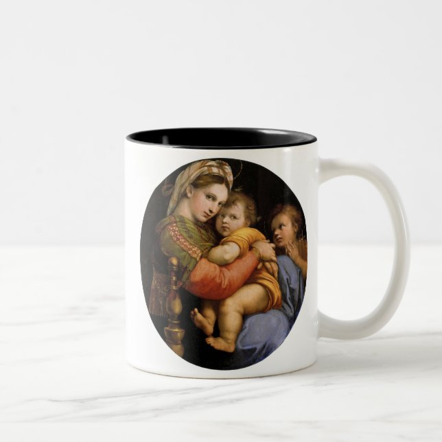 Raphael , Madonna della seggiola Två-Tonad Mugg (Höger)