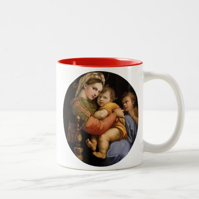 Raphael , Madonna della seggiola Två-Tonad Mugg (Höger)