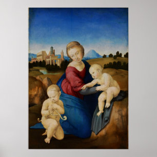 Raphael - Madonna och barn med spädbarn Johannes Poster