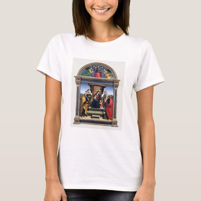Raphael Raffaello Madonna och Child Enthroned T Shirt (Framsida)